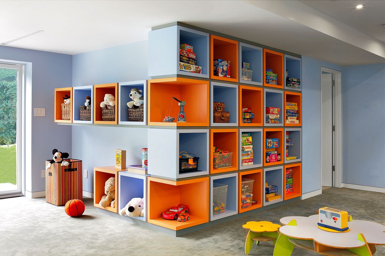 Модульный стеллаж – интересное решение для детской комнаты